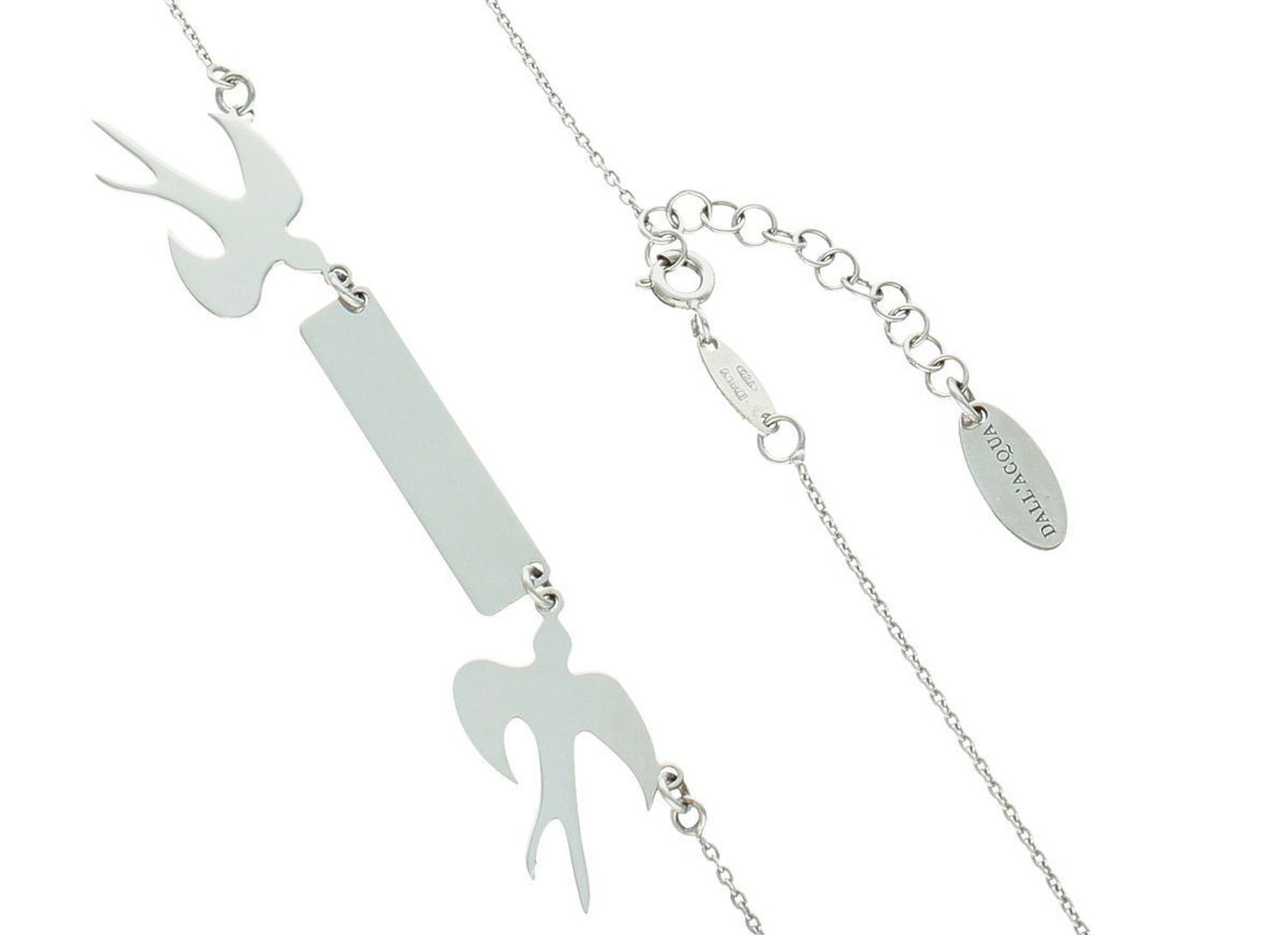 Naszyjnik srebrny jaskółki z blaszką Twój tekst.jpg